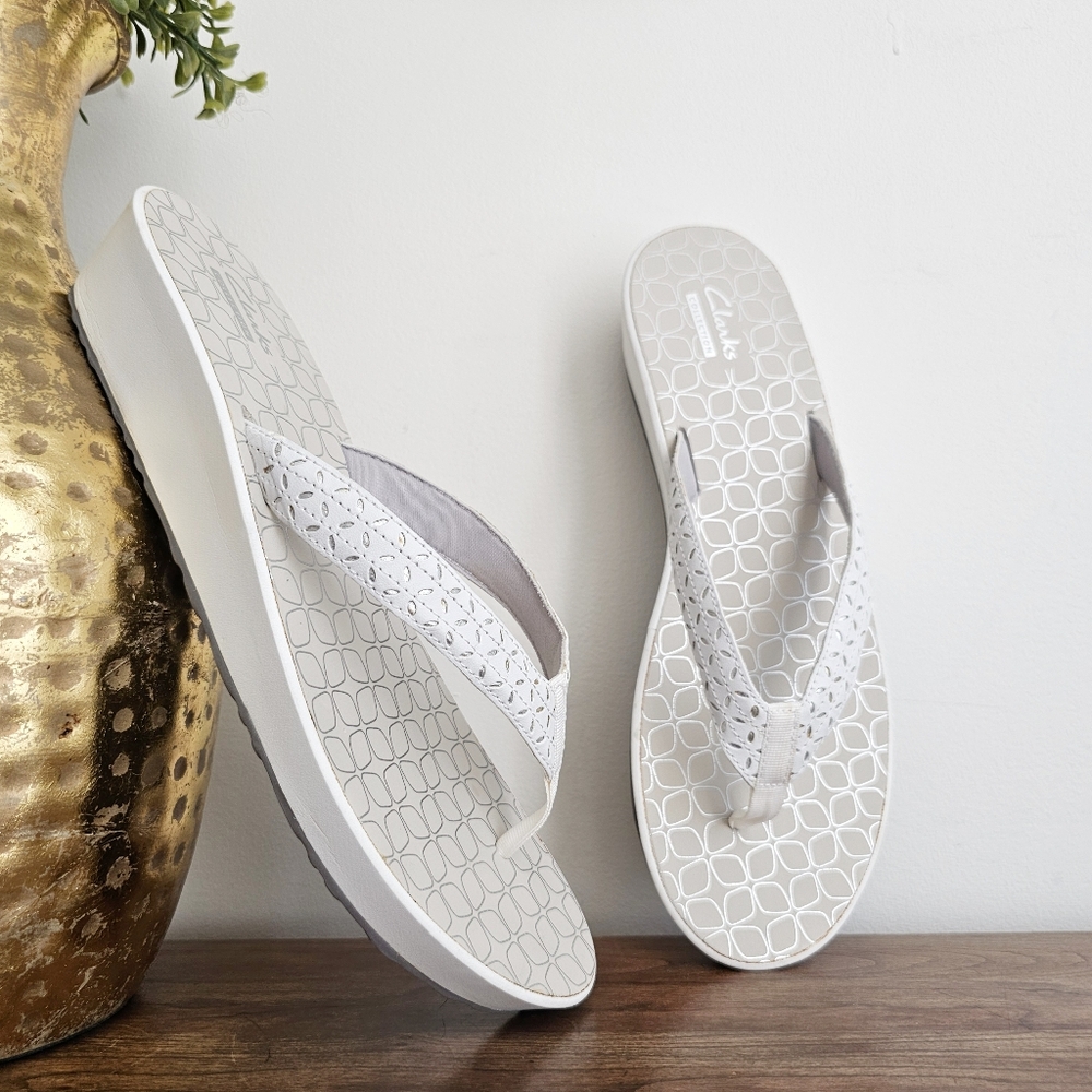 Clarks White Sandals